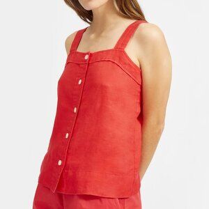 ✨ Everlane The Linen Picnic Top Red Sleeveless Cropped Summer Blouse